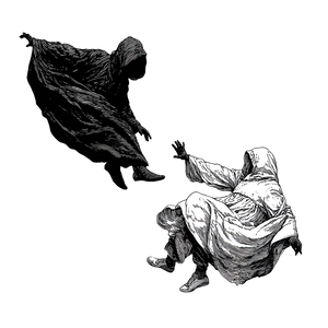Falling Cloaked Figures Vinyl Car Decal Sticker – Waterproof & UV-Resistant 3.4133333333333336"