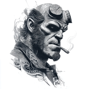Hellboy Tattoo Design Vinyl Car Decal Sticker – Waterproof & UV-Resistant 3.4133333333333336"