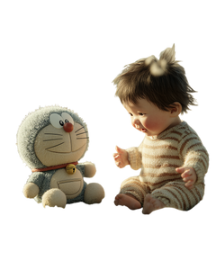 Baby With Doraemon Vinyl Car Decal Sticker – Waterproof & UV-Resistant 4.0"