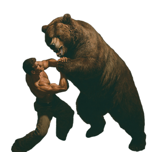 Man Fighting Bear Vinyl Car Decal Sticker – Waterproof & UV-Resistant 3.4133333333333336"