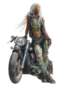 Muscular Biker Woman Vinyl Car Decal Sticker – Waterproof & UV-Resistant 8.213333333333333"