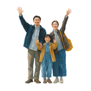 Waving Japanese Family Vinyl Car Decal Sticker – Waterproof & UV-Resistant 3.4133333333333336"