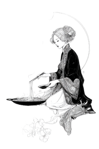 Woman Preparing Noodles Vinyl Car Decal Sticker – Waterproof & UV-Resistant 4.4