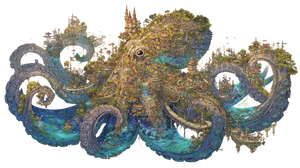 Landscape Octopus Vinyl Car Decal Sticker – Waterproof & UV-Resistant 5.4