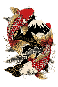Koi Fish Artwork Vinyl Car Decal Sticker – Waterproof & UV-Resistant 4.4