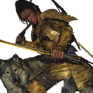 Golden Samurai Warrior V5 Vinyl Car Decal Sticker – Waterproof & UV-Resistant 6.826666666666667"