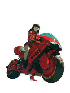 Cyberpunk Woman On Bike Vinyl Car Decal Sticker – Waterproof & UV-Resistant 8.213333333333333"