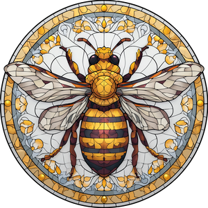 Stained Glass Bee Vinyl Car Decal Sticker – Waterproof & UV-Resistant 3.4133333333333336"