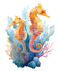 Watercolor Seahorses Scene Vinyl Car Decal Sticker – Waterproof & UV-Resistant 4.05333333333333
