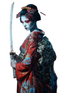 Cyberpunk Geisha Portrait V11 Vinyl Car Decal Sticker – Waterproof & UV-Resistant 8.96"