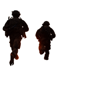 Silhouetted Soldiers Running Vinyl Car Decal Sticker – Waterproof & UV-Resistant 3.4133333333333336"