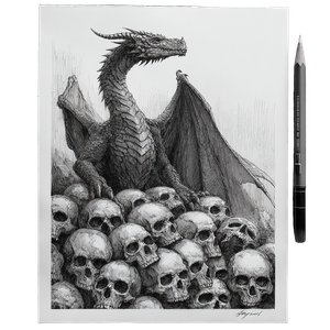 Dragon On Skulls Vinyl Car Decal Sticker – Waterproof & UV-Resistant 3.4133333333333336"