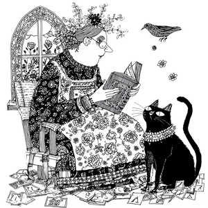 Woman Reading To Cat Vinyl Car Decal Sticker – Waterproof & UV-Resistant 6.826666666666667"