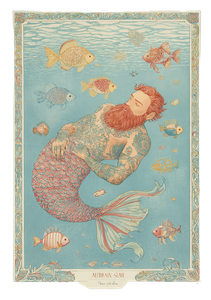 Tattooed Merman Poster Vinyl Car Decal Sticker – Waterproof & UV-Resistant 4.32"