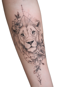 Lion Floral Tattoo Vinyl Car Decal Sticker – Waterproof & UV-Resistant 8.96"