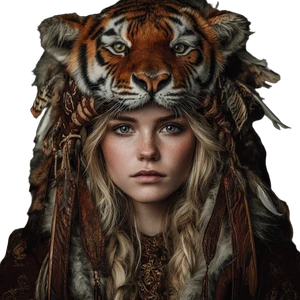Tiger-Headed Woman Vinyl Car Decal Sticker – Waterproof & UV-Resistant 3.4133333333333336"
