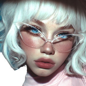 Albino Woman Glasses Vinyl Car Decal Sticker – Waterproof & UV-Resistant 3.4133333333333336"