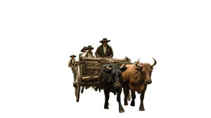 Colonial Family Oxcart Vinyl Car Decal Sticker – Waterproof & UV-Resistant 2.72"