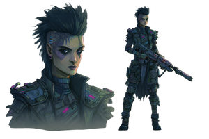 Cyberpunk Gunner Portrait Vinyl Car Decal Sticker – Waterproof & UV-Resistant 2.986666666666667"