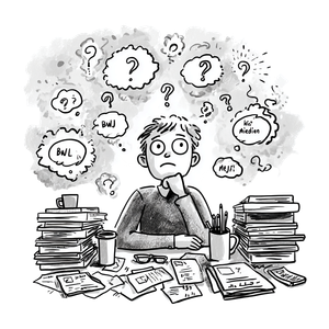 Confused Student Illustration V2 Vinyl Car Decal Sticker – Waterproof & UV-Resistant 3.4133333333333336"
