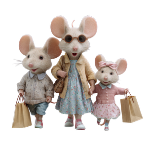 Mouse Family Shopping Vinyl Car Decal Sticker – Waterproof & UV-Resistant 3.4133333333333336"