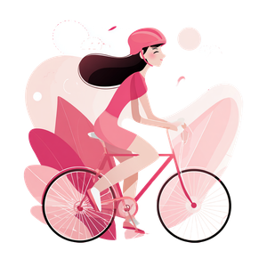 Smiling Cyclist Illustration Vinyl Car Decal Sticker – Waterproof & UV-Resistant 6.826666666666667"