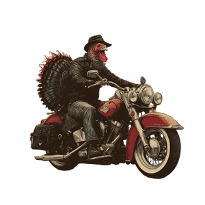 Turkey On Harley Vinyl Car Decal Sticker – Waterproof & UV-Resistant 3.4133333333333336"