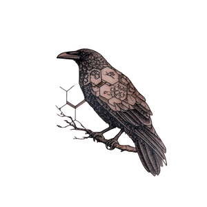 Hexagon-Patterned Raven Tattoo Vinyl Car Decal Sticker – Waterproof & UV-Resistant 3.4133333333333336"