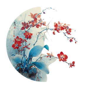 Blue-Red Orchids Vinyl Car Decal Sticker – Waterproof & UV-Resistant 3.4133333333333336"