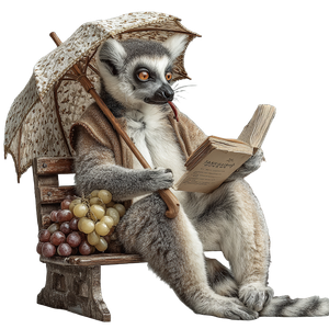 Lemur Reading Book Vinyl Car Decal Sticker – Waterproof & UV-Resistant 3.4133333333333336"