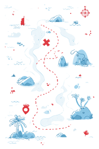 Treasure Map Illustration V2 Vinyl Car Decal Sticker – Waterproof & UV-Resistant 8.96"