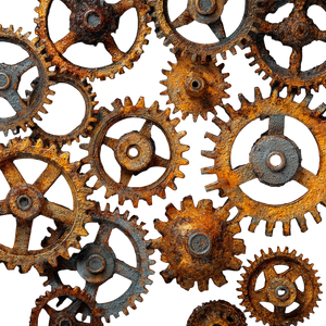 Rusty Cogs Vinyl Car Decal Sticker – Waterproof & UV-Resistant 3.4133333333333336"