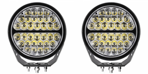 2x Go Rhino Blackout Series 9 Inch Round LED Driving/Fog Light | Clear Polycarbonate Lens, Aluminum Housing, Combo Beam
