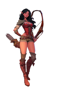 Cartoon Elven Huntress Vinyl Car Decal Sticker – Waterproof & UV-Resistant 8.96"