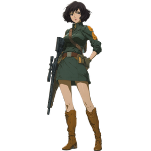 Anime Soldier Woman Vinyl Car Decal Sticker – Waterproof & UV-Resistant 3.4133333333333336"