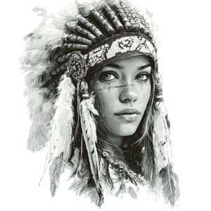 Native American Portrait V31 Vinyl Car Decal Sticker – Waterproof & UV-Resistant 3.4133333333333336"