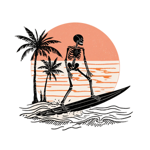 Skeleton Surfer Illustration Vinyl Car Decal Sticker – Waterproof & UV-Resistant 3.4133333333333336"