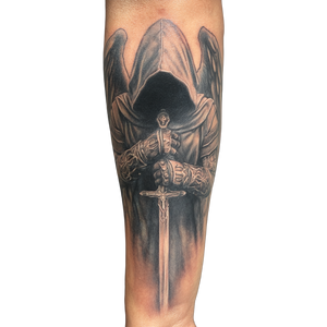 Hooded Angel Tattoo Vinyl Car Decal Sticker – Waterproof & UV-Resistant 3.4133333333333336"