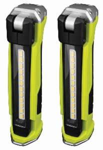 2x Performance Tool Hand Held Work Light | Double Sided Pivoting 814 Lumens LED Clear Lens | Rechargeable Lithium Ion Battery | Magnetic Base & Charging Cable