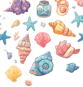 Seashell Pattern Illustration Vinyl Car Decal Sticker – Waterproof & UV-Resistant 3.5733333333333333"