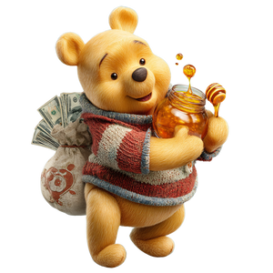 Pooh With Money Vinyl Car Decal Sticker – Waterproof & UV-Resistant 6.826666666666667"