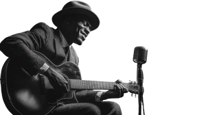 Blues Guitarist Spotlight Vinyl Car Decal Sticker – Waterproof & UV-Resistant 2.72"