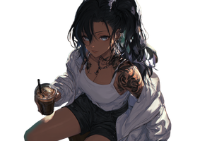 Anime Character Drinking V2 Vinyl Car Decal Sticker – Waterproof & UV-Resistant 5.97333333333333