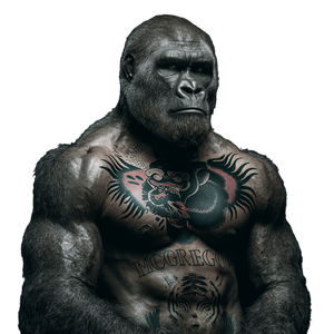 Tattooed Silverback Gorilla Vinyl Car Decal Sticker – Waterproof & UV-Resistant 3.4133333333333336"