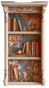 Baroque Bookshelf Embroidery Vinyl Car Decal Sticker – Waterproof & UV-Resistant 9.706666666666667"
