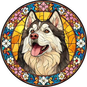Stained Glass Malamute Vinyl Car Decal Sticker – Waterproof & UV-Resistant 6.826666666666667"