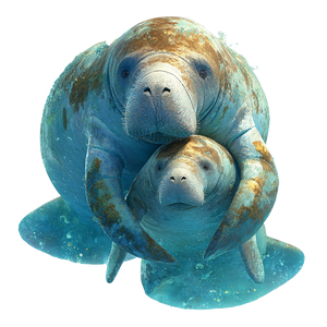 Manatee Mother Calf Vinyl Car Decal Sticker – Waterproof & UV-Resistant 3.4133333333333336"