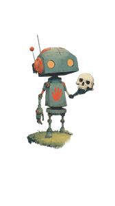 Futuristic Robot Holding Skull Vinyl Car Decal Sticker – Waterproof & UV-Resistant 9.706666666666667"