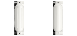 2x Polyform Boat Fender | G-1 White Ribbed Cylinder | 3-1/2 Inch x 12.8 Inch | Twin Eye Design | PVC Single