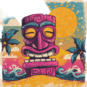 Smiling Tiki Head Vinyl Car Decal Sticker – Waterproof & UV-Resistant 3.4133333333333336"